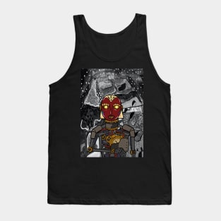 Enigmatic Maya Digital Collectible - Character with RobotMask, AfricanEye Color, and GlassSkin on TeePublic Tank Top